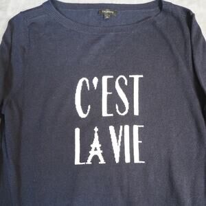 Talbots C'EST LA VIE Crew Neck Sweatshirt Women's size Medium‎ Paris France